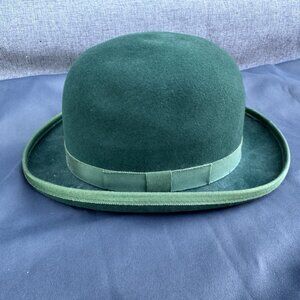 Vintage~Bowler Derby Green Felt Golden Gate Hat Co. L.A~.Sz 7